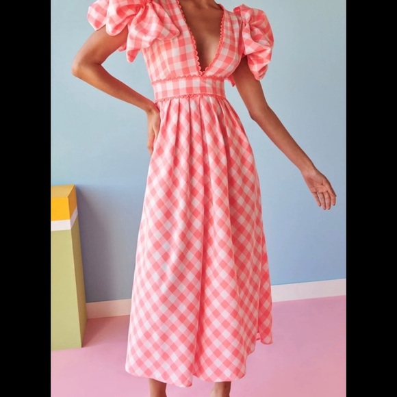 Celia B Pink Gingham Dress Curazao Vichy Pink - Picture 6 of 6